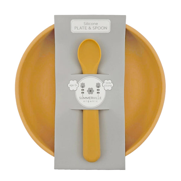 Summerville Organic | Silikontallerken med silikonskje, LFGB-sertifisert | Ochre