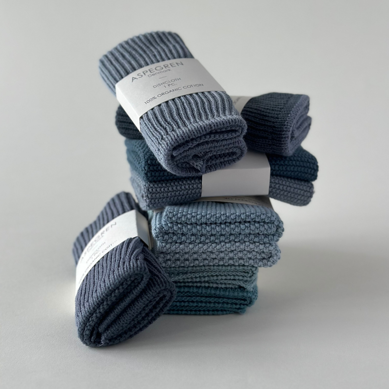 Aspegren | Økologiske Kjøkkenkluter 2 pk, Blå -  25 x 25 cm