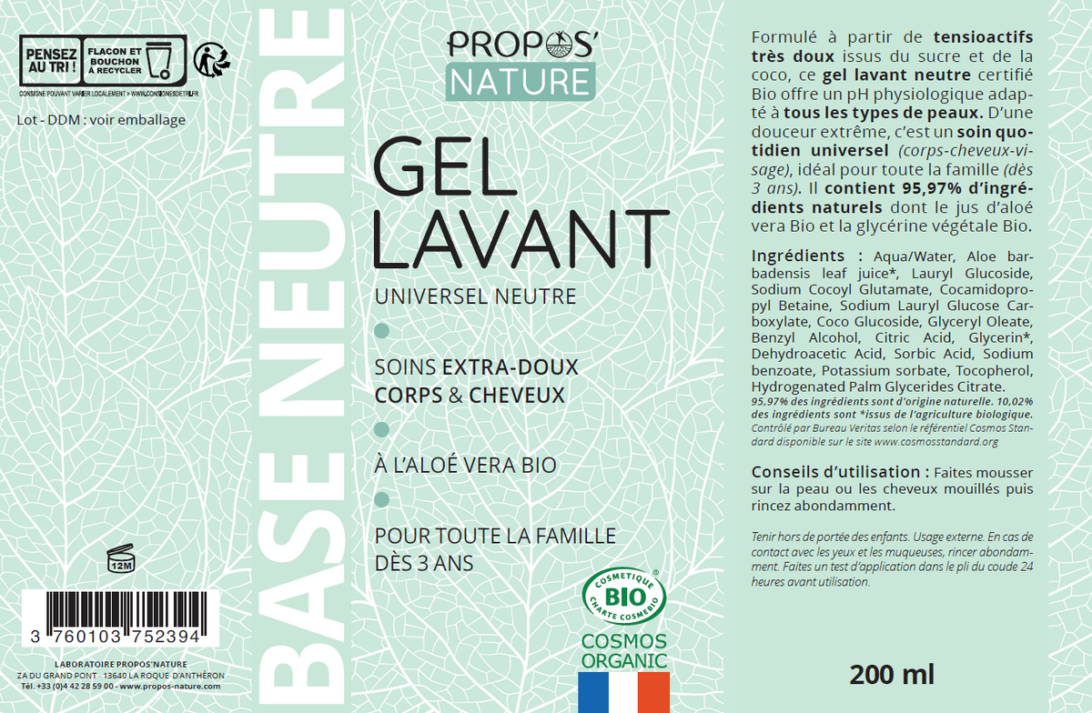 Propos'Nature | Skånsom Økologisk Vask – Parfymefri, for hele familien (200 ml)
