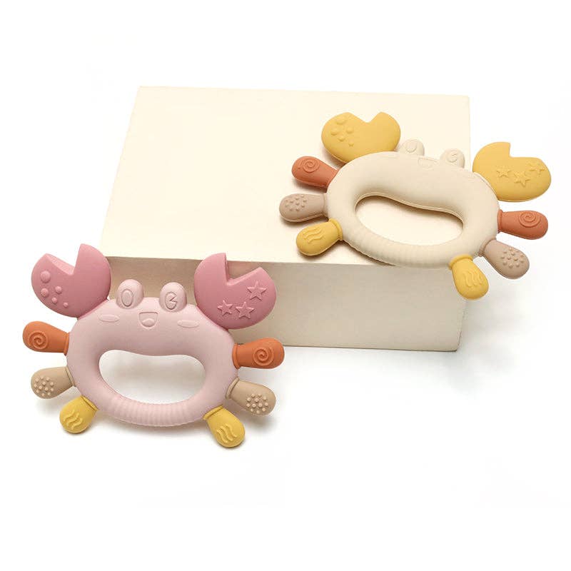 Rammelaartje | Silicone Teething Ring Crab - Pink