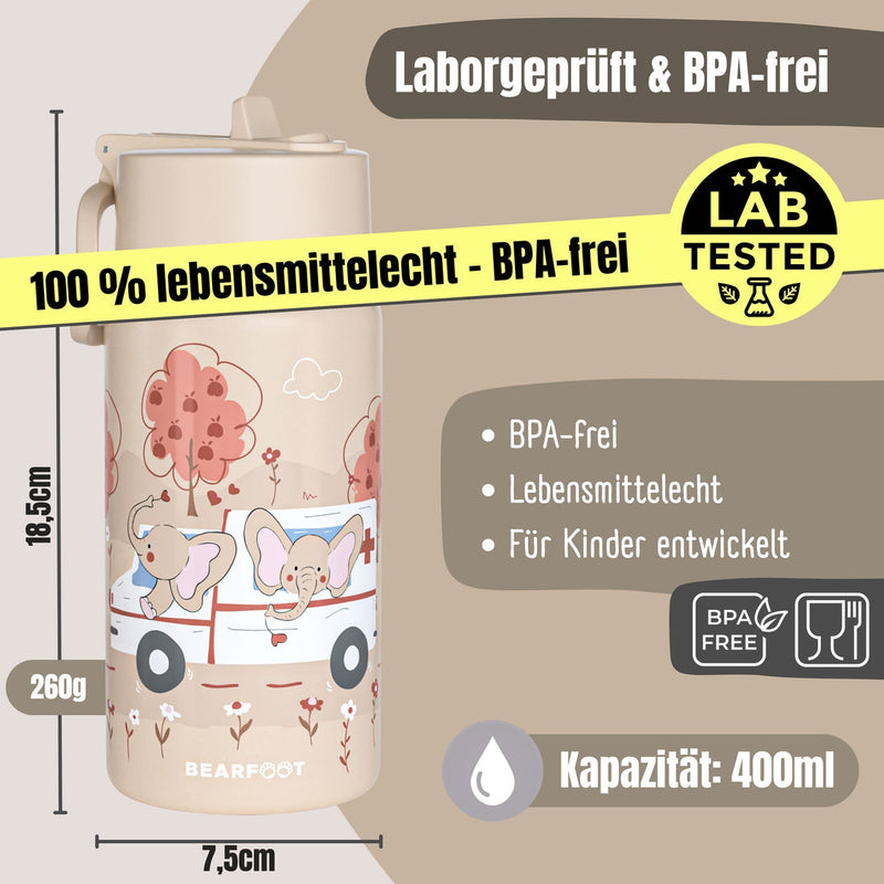 BEARFOOT | Drikkeflaske i Rustfritt Stål, Lokk og Drikketut i PP, 400ml | Ambulanse