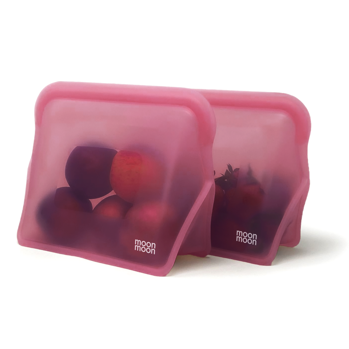 moonmoon | Silikonposer til Oppbevaring, Matlaging m.m. - Plastfri | 2 stk á 1500ml (Rosa)