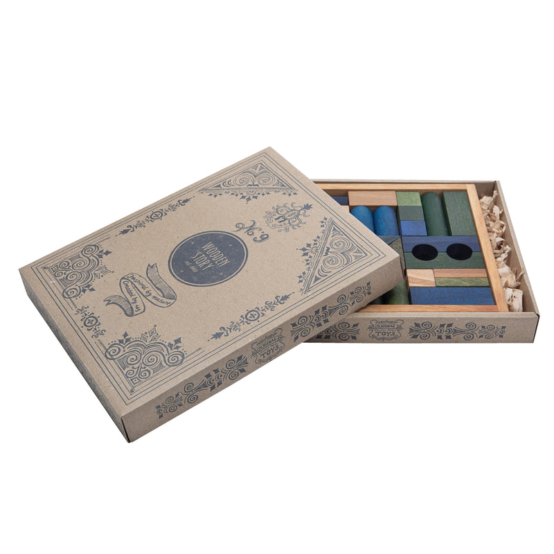 Wooden Story | Treklosser i trebrett – 30 stk (Blå)