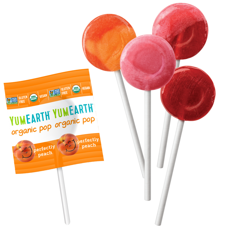 YumEarth | Kjærlighet På Pinne (14 stk), Økologiske og Veganske | Jordbær, Granateple, Fersken, Vannmelon