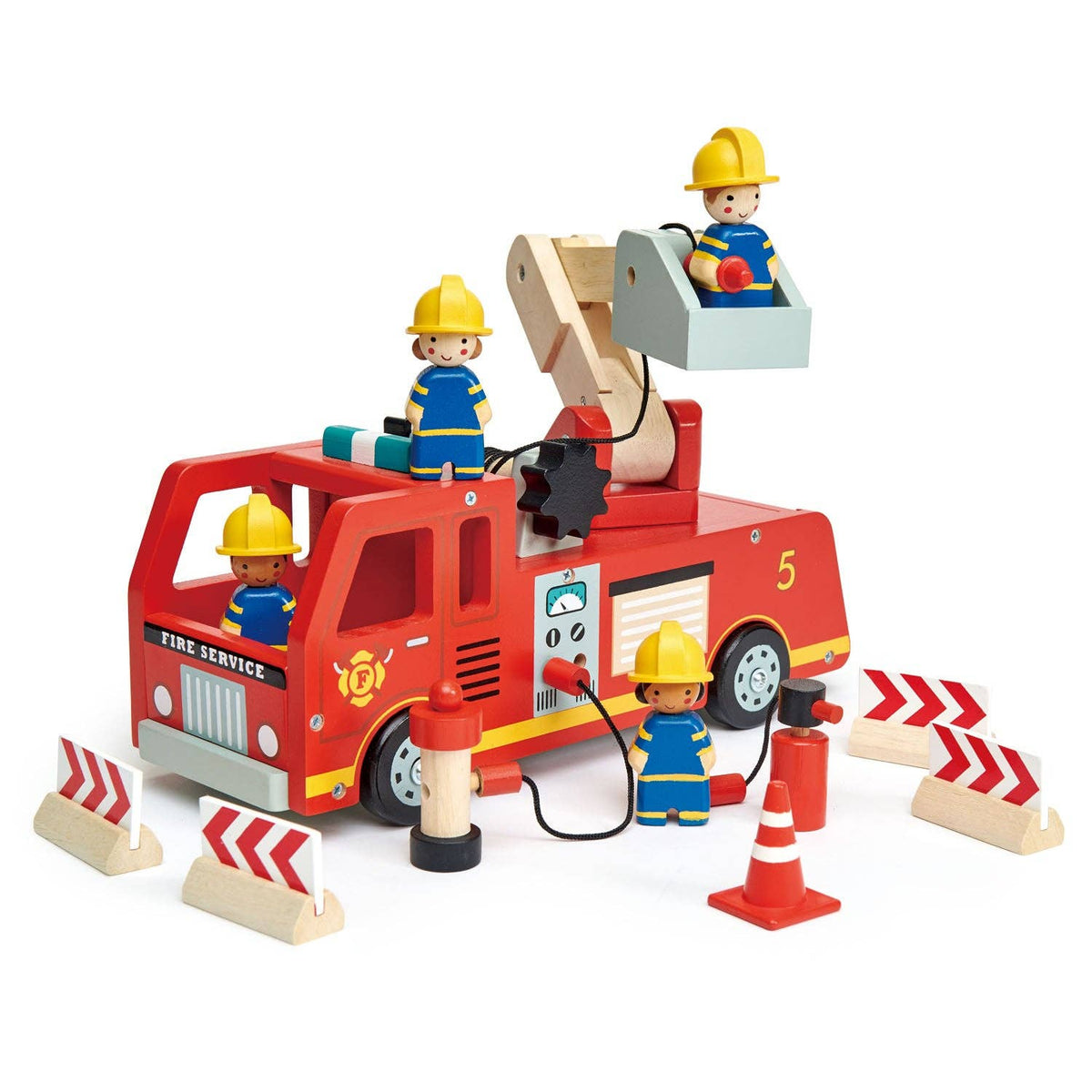 Tender Leaf | Brannbil med Fire Brannkonstabler, 14 Deler, "Fire Engine" - Plastfri