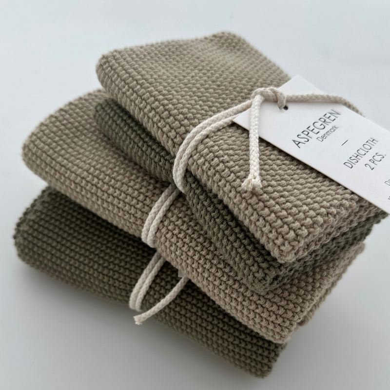 Aspegren | Økologiske Kjøkkenkluter 2 pk, Olive - 25 x 25 cm