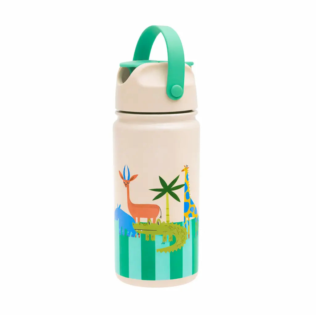 The Cotton Cloud | Drikkeflaske i Rustfritt Stål m/Lokk av PP (Silikonsugerør) - 420 ml | Croc Rock