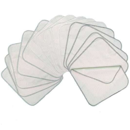 Bomullskluter, 100% Økologisk, Ett-lags | Hvit/Grå | 15pk