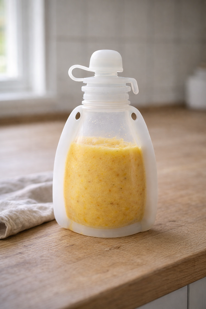 GØLI | Klemmepose / Smoothiepose i 100% Silikon, 120 ml | Frostet