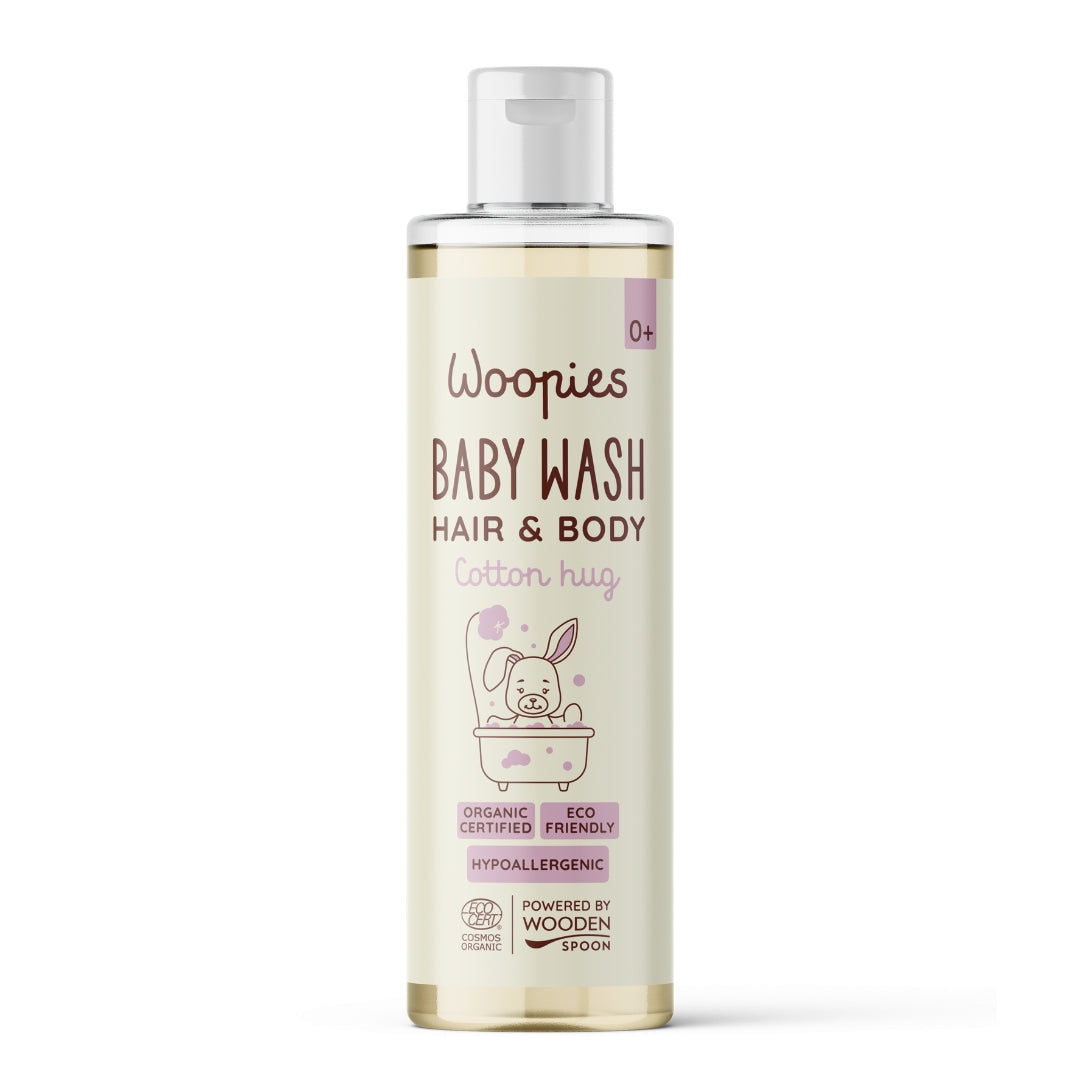 Wooden Spoon | Mild Kropp-og Ansiktssåpe, "Woopies Baby Wash Hair & Body Cotton Hug" | 200 ml