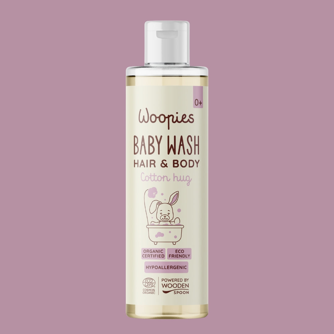 Wooden Spoon | Mild Kropp-og Ansiktssåpe, "Woopies Baby Wash Hair & Body Cotton Hug" | 200 ml