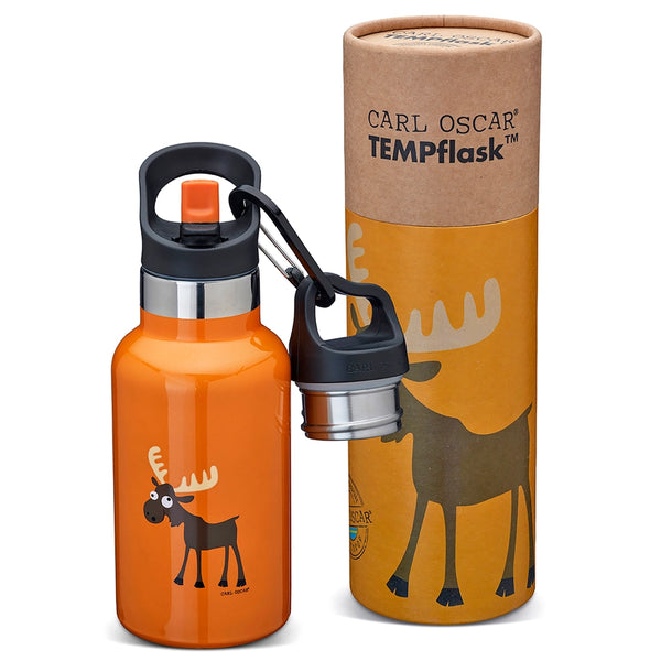Carl Oscar | Kids TEMPflask, 0.35L 100% Lekkasjesikker | Oransje Elg