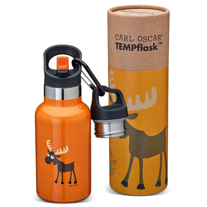 Carl Oscar | Kids TEMPflask, 0.35L 100% Lekkasjesikker | Oransje Elg