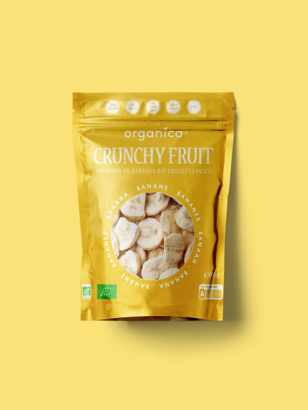 Organica | Økologisk Banan, Frysetørret, 100% Ren Frukt | 20g ~ 100g