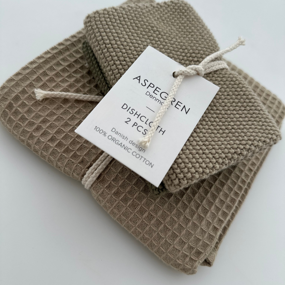 Aspegren | Økologiske Kjøkkenkluter 2 pk, Olive - 25 x 25 cm