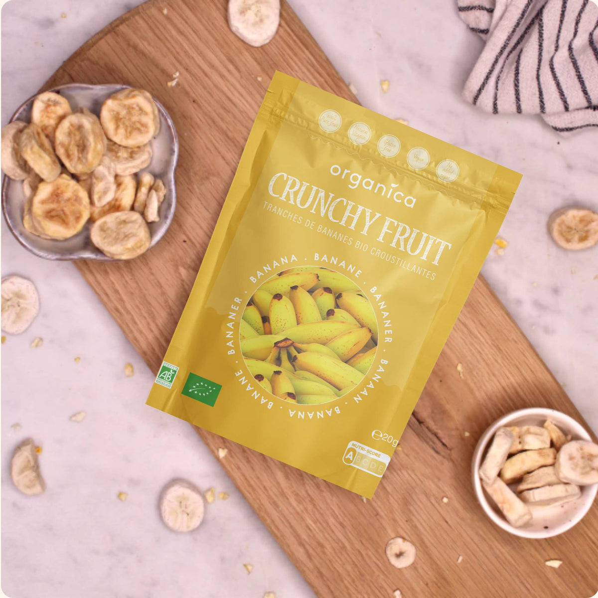 Organica | Økologisk Banan, Frysetørret, 100% Ren Frukt | 20g ~ 100g