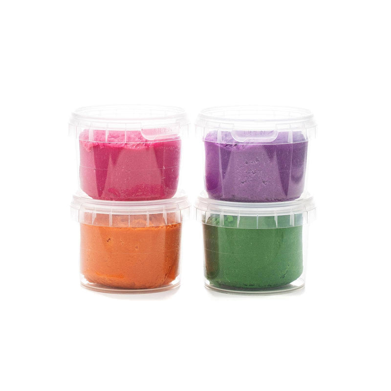 neoGRÜN | Modelleire / Lekedeig, Easy Dough, Økologisk / Vegansk, Sett "Loki" | Oransje, Grønn, Rosa, Lilla