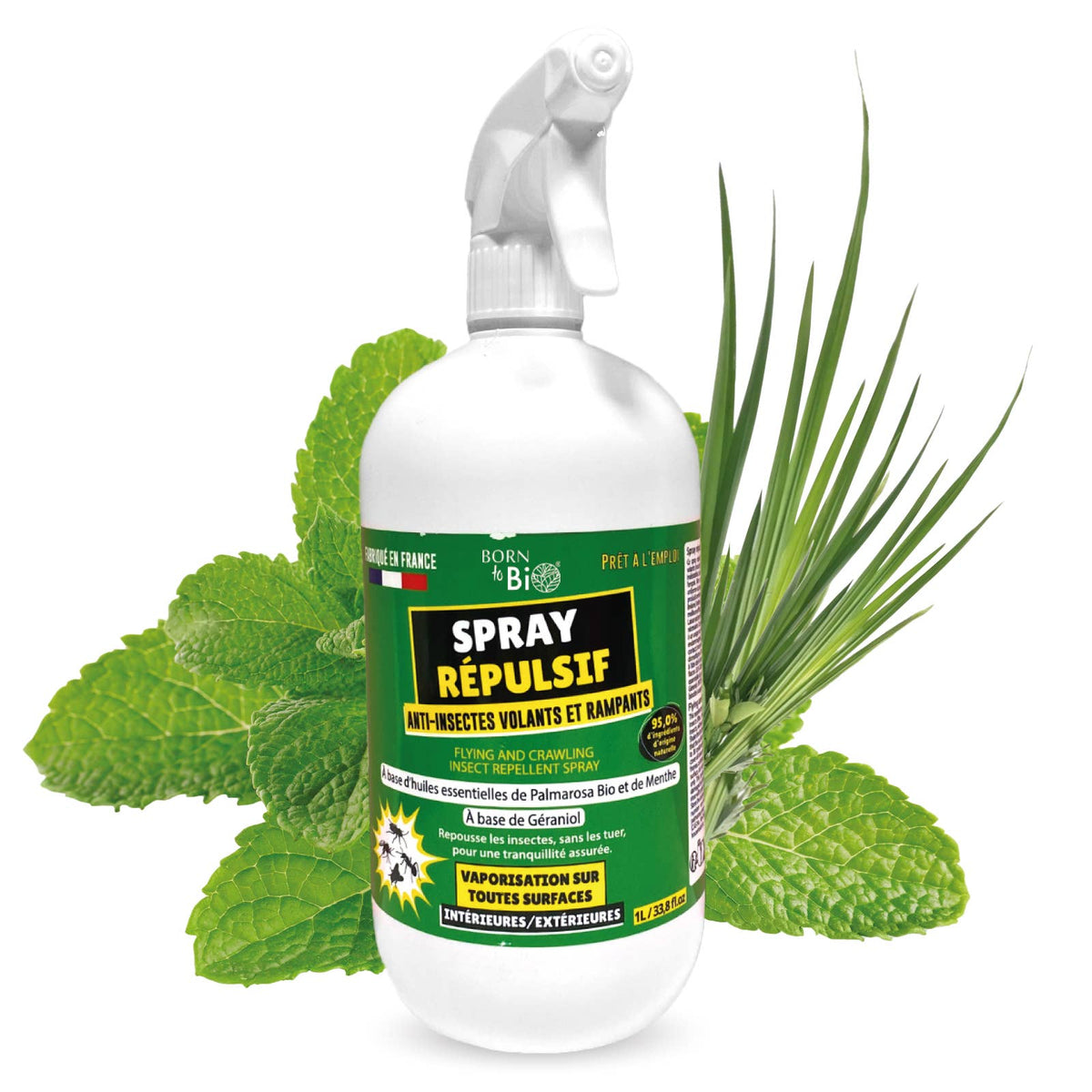 Born to Bio | Insektspray, Naturlig, mot Krypende og Flyvende Insekter | 1 liter