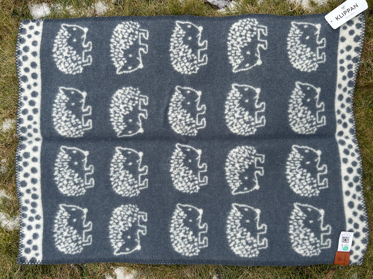 Klippan | Ullpledd Baby/Barn, Hedgehog, 65x90cm | Blå