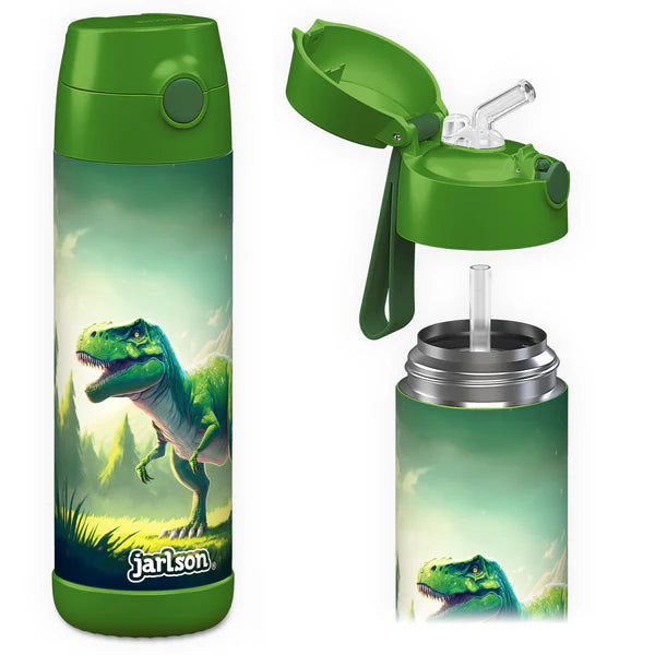 Jarlson | Drikkeflaske i Stål, Isolert, 500ml | "Dinosaurer"