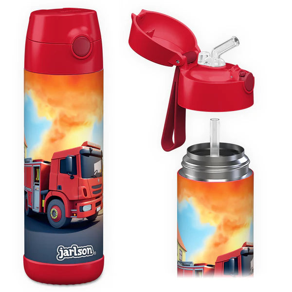 Jarlson | Drikkeflaske CHARLI - Plastfri i Matkontakt, 500ml | "Brannbil Rød"