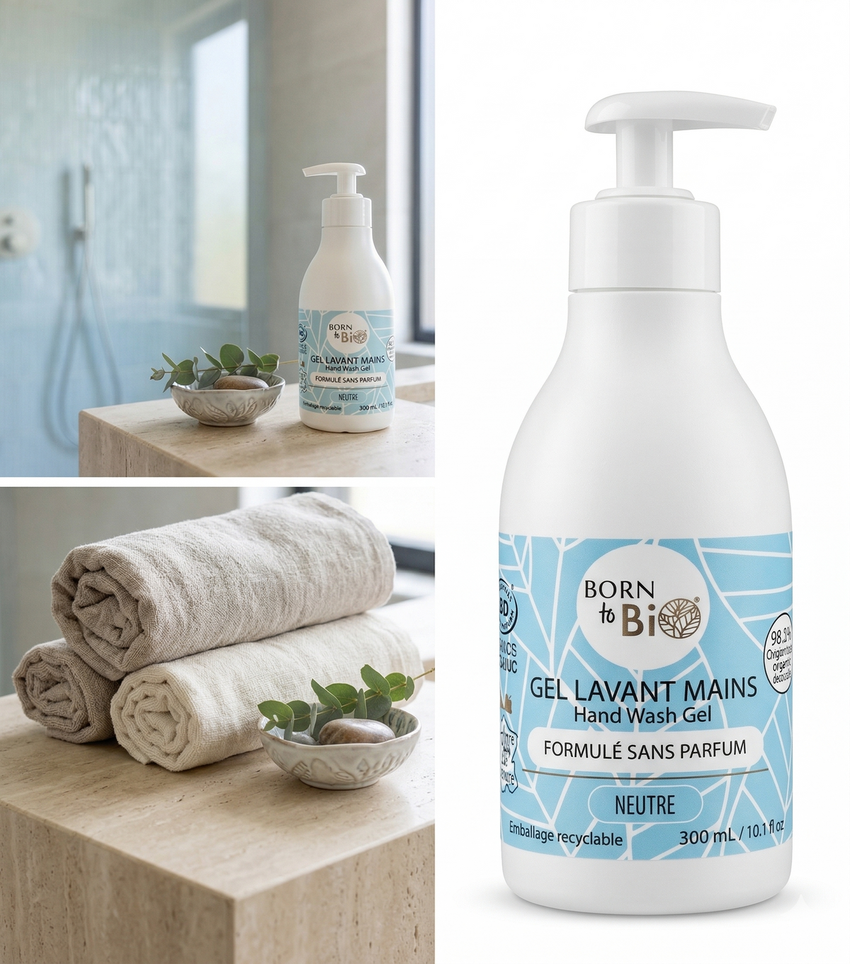 Born to Bio | Håndvask, Flytende Gel, Økologisk - Duft-fri | 300 ml
