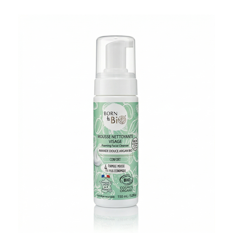 Born to Bio | Skummende Ansiktsrens med Argan og Mandel, Økologisk - 150 ml
