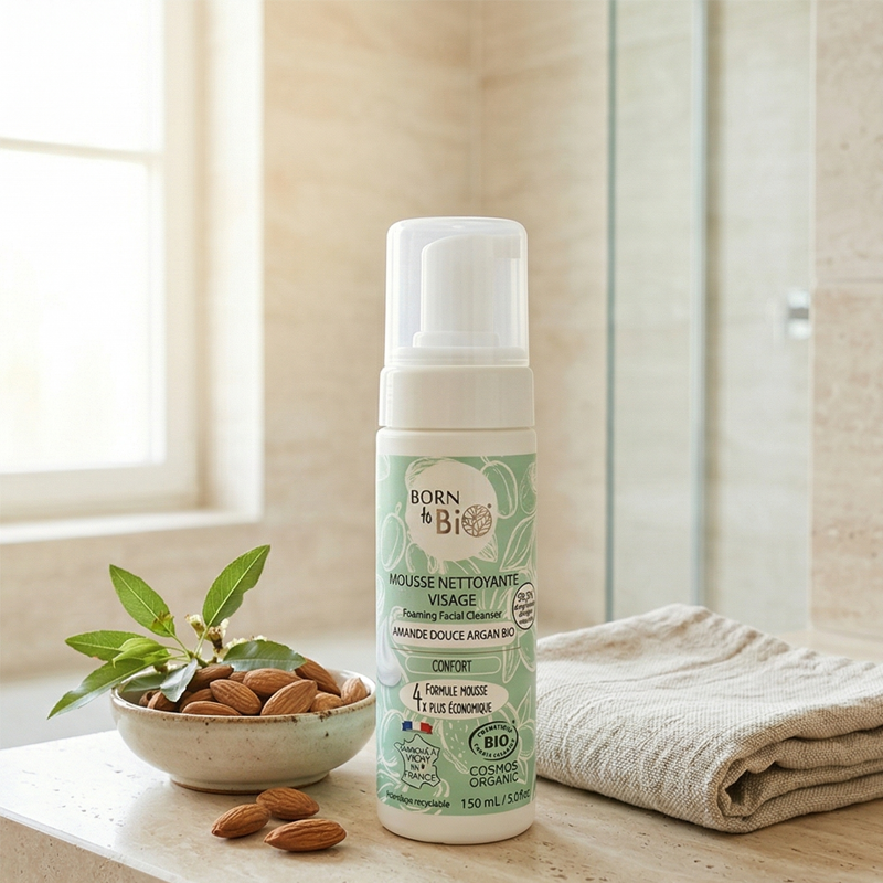 Born to Bio | Skummende Ansiktsrens med Argan og Mandel, Økologisk - 150 ml