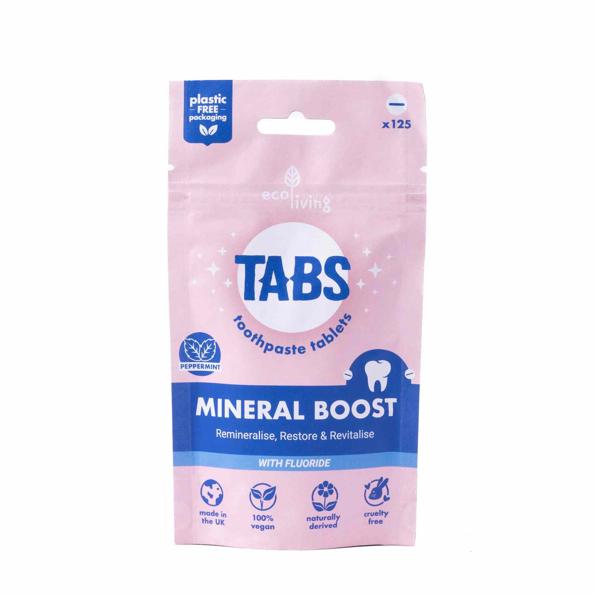 ecoLiving | Tannkrem / Tannpasta Tabletter, "Mineral Boost Toothpaste TABS" | Fluor