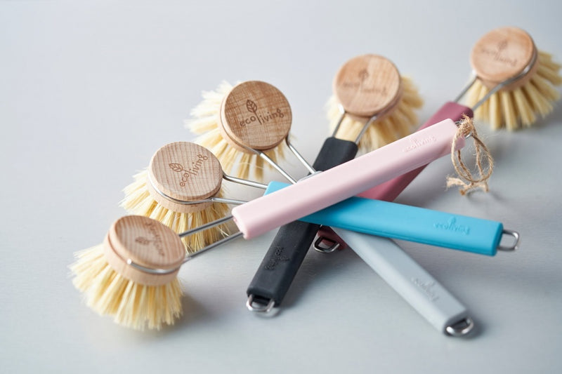 ecoLiving | Oppvaskbørste med utskiftbart børstehode, 100% plastfritt | Blå