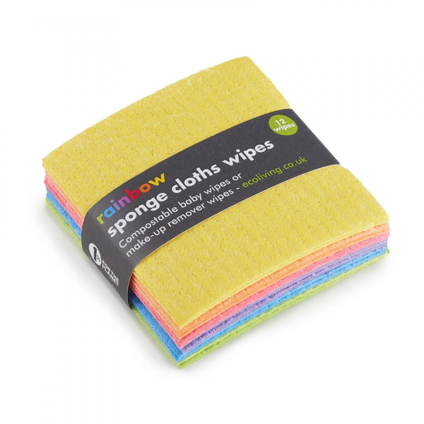 Komposterbare Svampekluter, Små, Regnbue, 12pk | 100% Plastfrie | 8,5x8,5cm