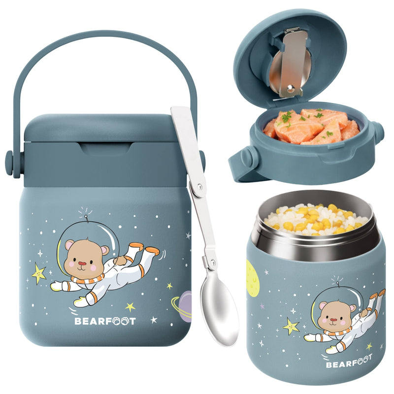 Bearfoot | Mattermos i Rustfritt Stål, 500 ml | Blå, Astrobjørn