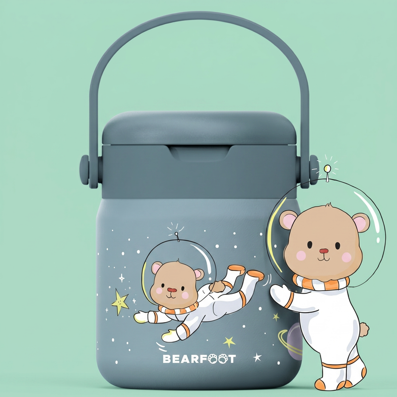 Bearfoot | Mattermos i Rustfritt Stål, 500 ml | Blå, Astrobjørn