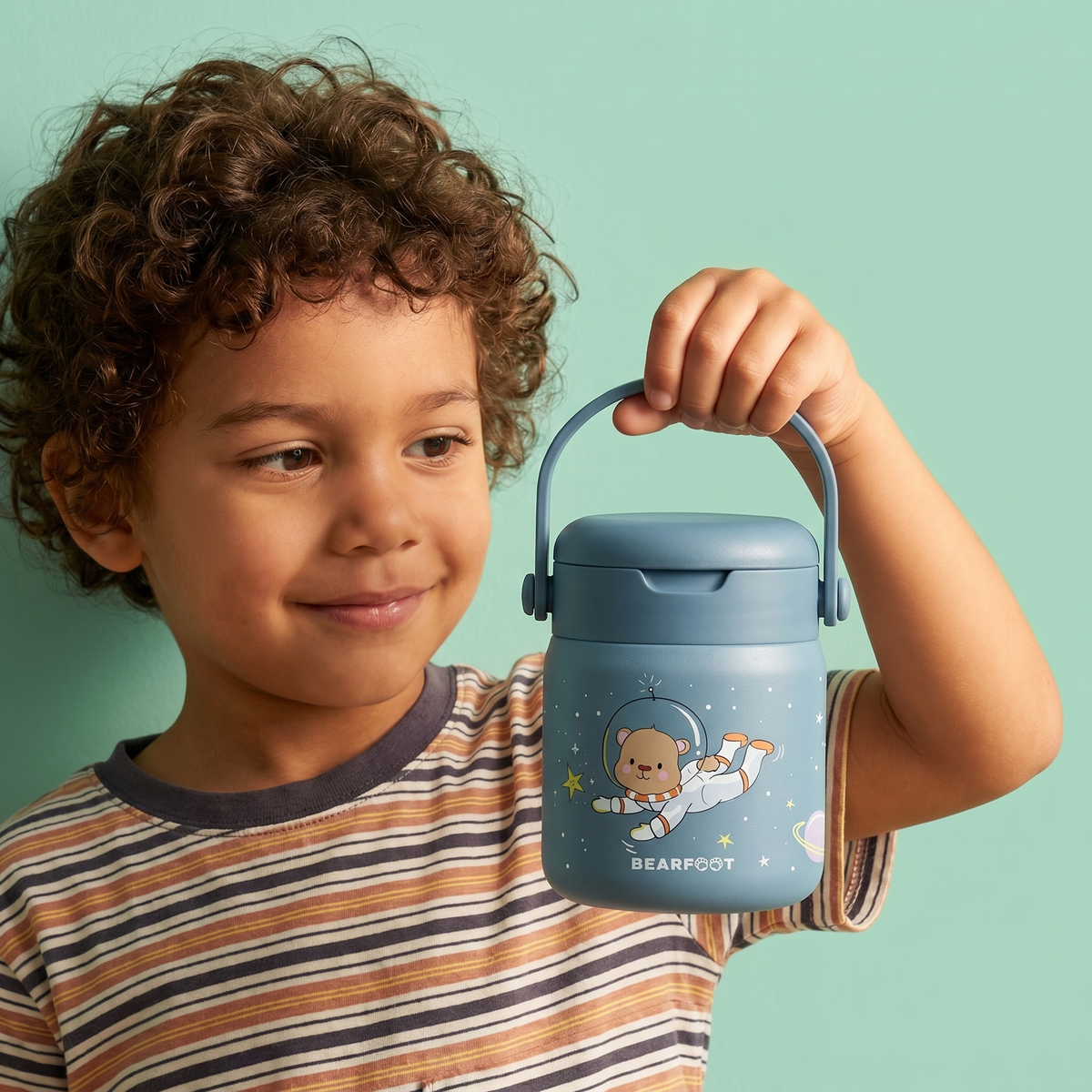 Bearfoot | Mattermos i Rustfritt Stål, 500 ml | Blå, Astrobjørn