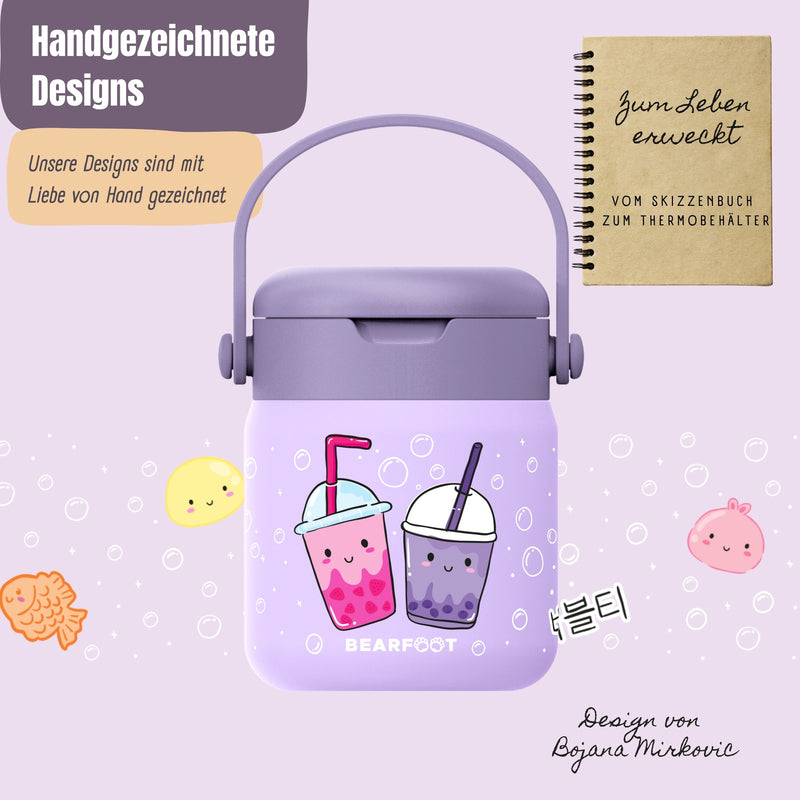 Bearfoot | Mattermos i Rustfritt Stål, 500 ml | Lilla, "Bubble Tea"