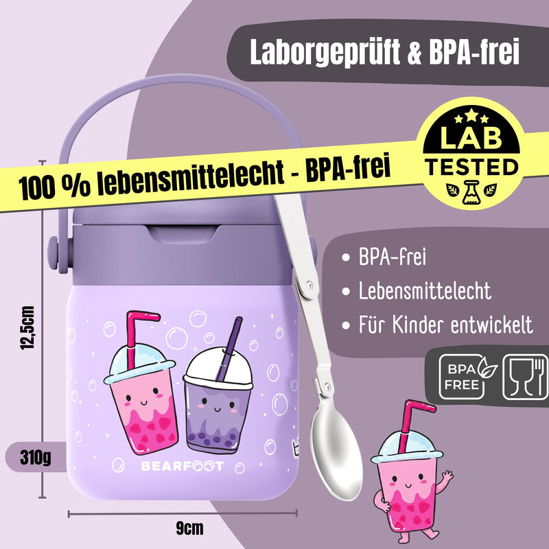 Bearfoot | Mattermos i Rustfritt Stål, 500 ml | Lilla, "Bubble Tea"