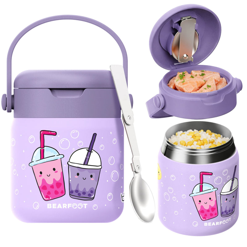 Bearfoot | Mattermos i Rustfritt Stål, 500 ml | Lilla, "Bubble Tea"
