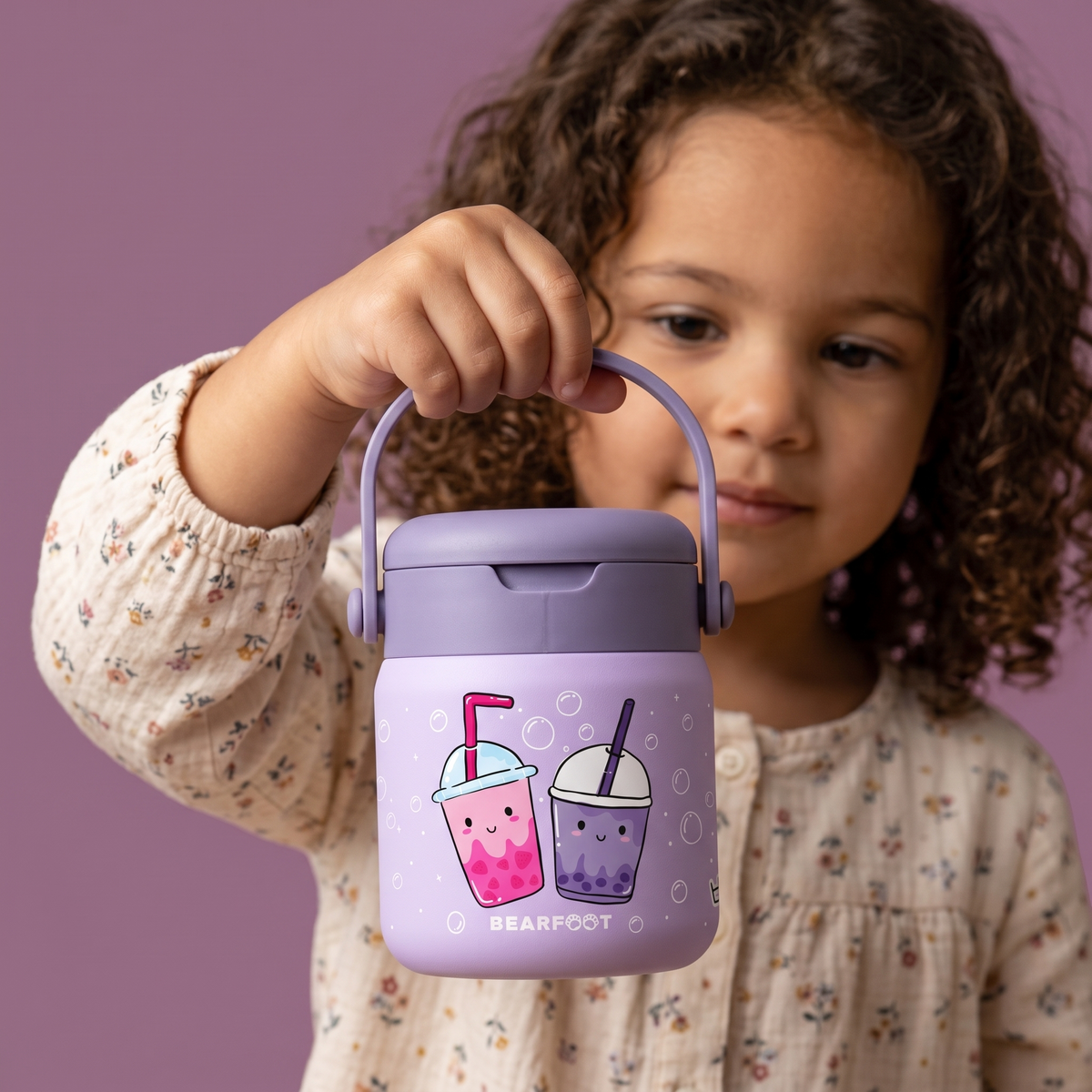 Bearfoot | Mattermos i Rustfritt Stål, 500 ml | Lilla, "Bubble Tea"