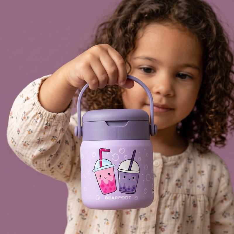 Bearfoot | Mattermos i Rustfritt Stål, 500 ml | Lilla, "Bubble Tea"