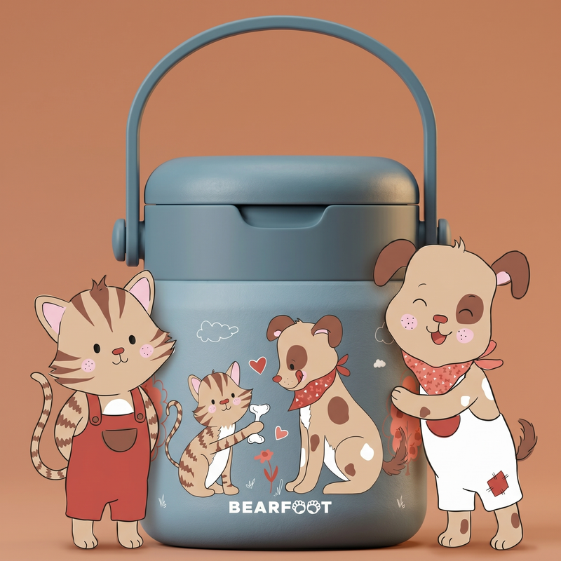Bearfoot | Mattermos i Rustfritt Stål, 500 ml | Blå, Hund & Katt