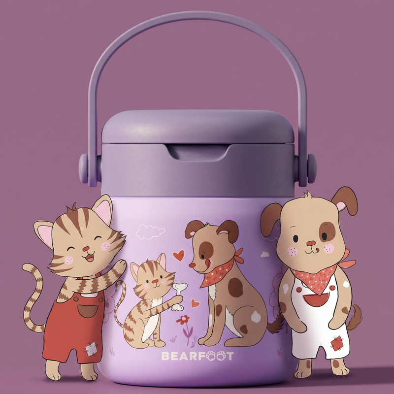 Bearfoot | Mattermos i Rustfritt Stål, 500 ml | Lilla, Hund & Katt
