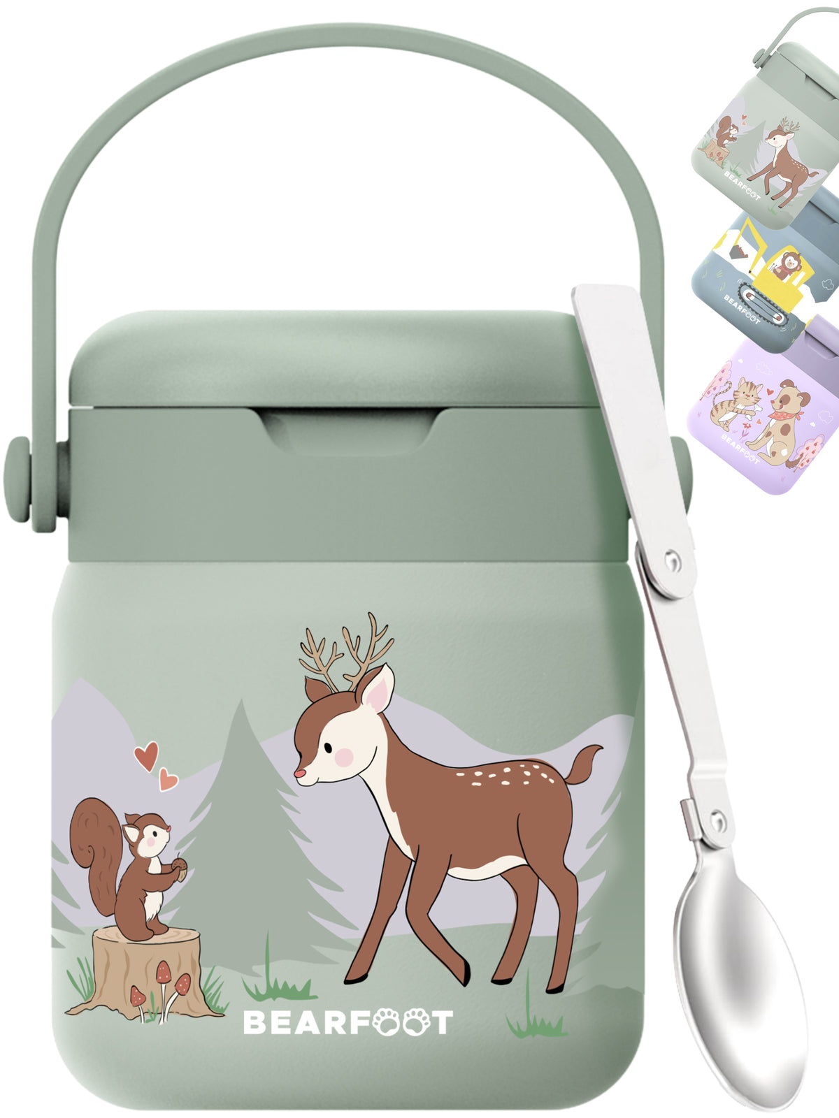 Bearfoot | Mattermos i Rustfritt Stål, 500 ml | Grønn, Hjort