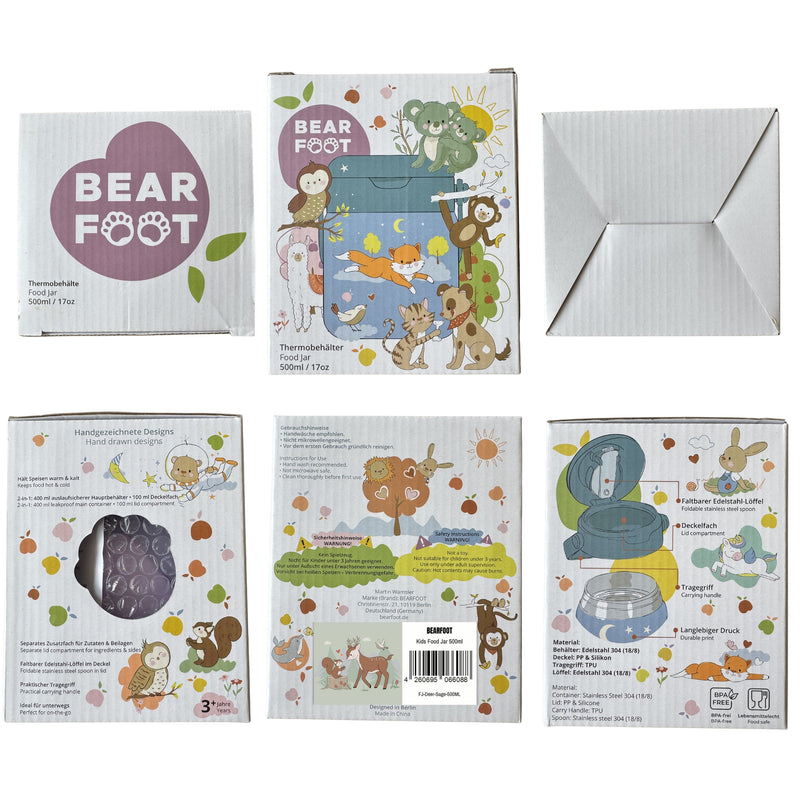 Bearfoot | Mattermos i Rustfritt Stål, 500 ml | Grønn, Hjort