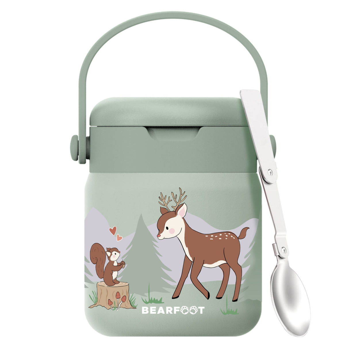 Bearfoot | Mattermos i Rustfritt Stål, 500 ml | Grønn, Hjort