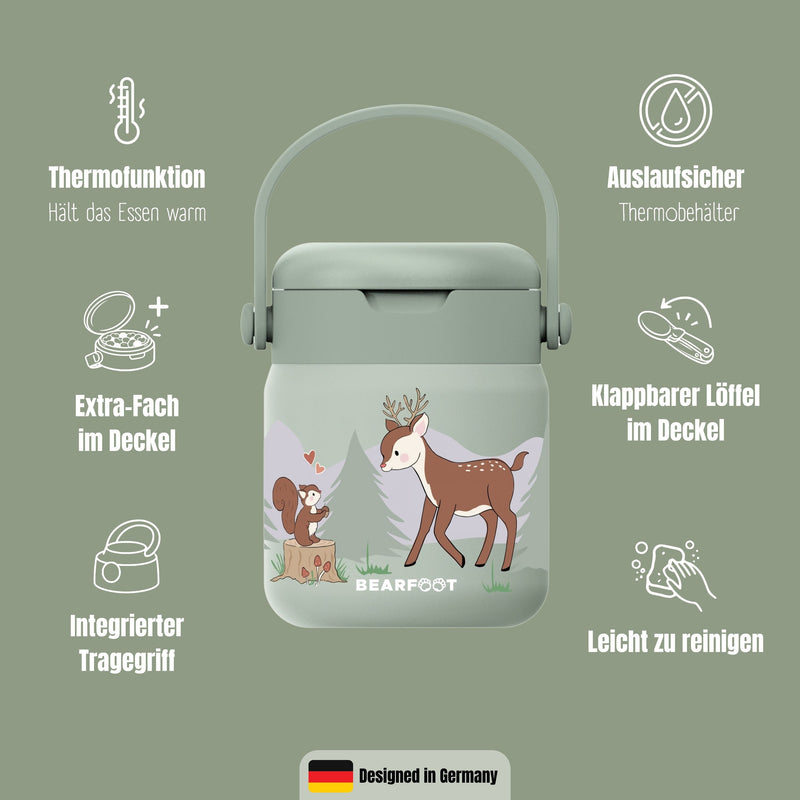 Bearfoot | Mattermos i Rustfritt Stål, 500 ml | Grønn, Hjort