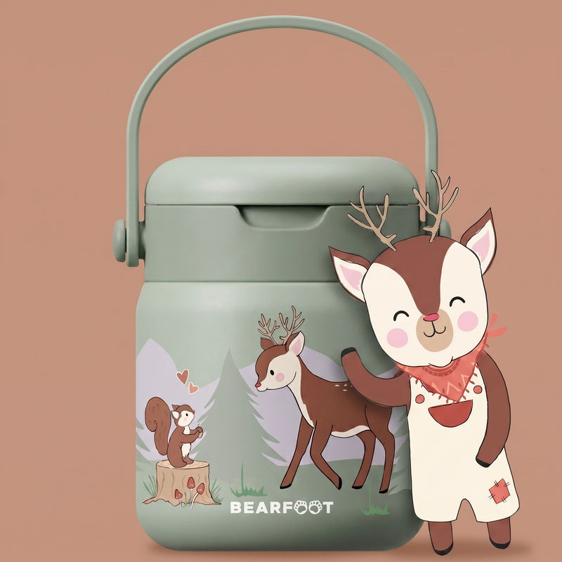 Bearfoot | Mattermos i Rustfritt Stål, 500 ml | Grønn, Hjort