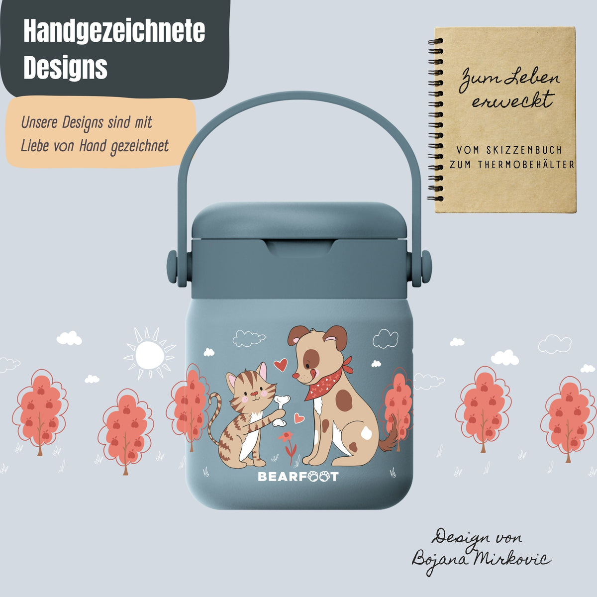 Bearfoot | Mattermos i Rustfritt Stål, 500 ml | Blå, Hund & Katt