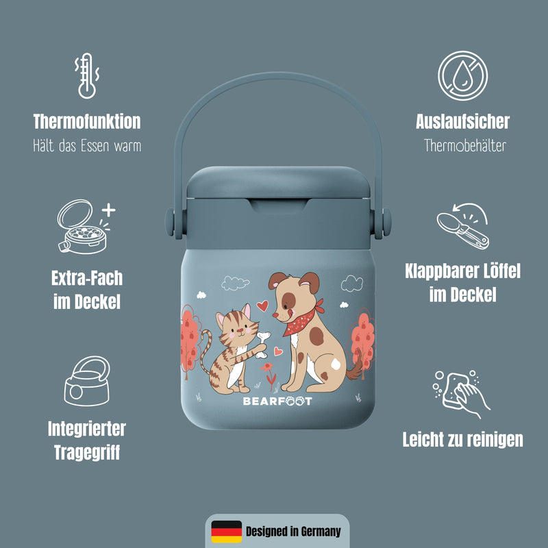 Bearfoot | Mattermos i Rustfritt Stål, 500 ml | Blå, Hund & Katt