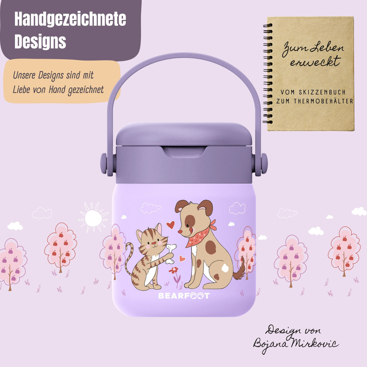 Bearfoot | Mattermos i Rustfritt Stål, 500 ml | Lilla, Hund & Katt