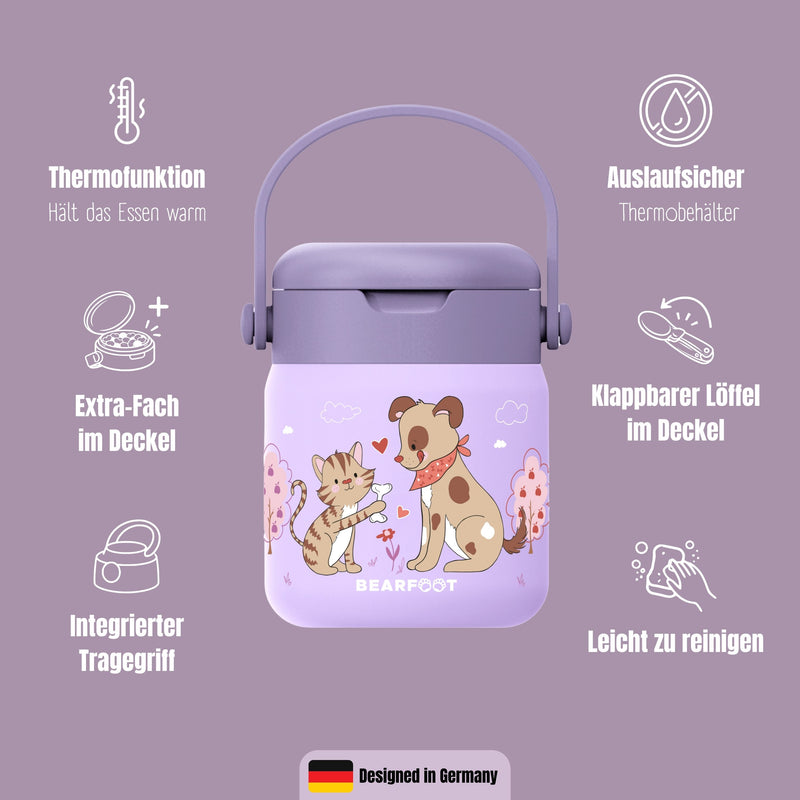 Bearfoot | Mattermos i Rustfritt Stål, 500 ml | Lilla, Hund & Katt